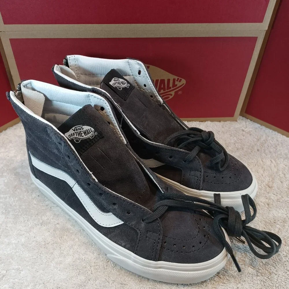 Vans Men's 4/Women's 5.5 Sk8 Hi Pig Suede Charcoal Gray